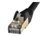 StarTech.com 10m CAT6A Ethernet Cable, 10 Gigabit Shielded Snagless RJ45 100W PoE Patch Cord, CAT 6A 10GbE STP Network Cable w/Strain Relief, Black, Fluke Tested/UL Certified Wiring/TIA - Close up