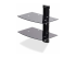 StarTech.com Dual Floating Wall-Mounted AV Shelves, Adjustable Height Shelf For Under TV, Organize A/V Equipment On Black Tempered Glass Shelves - Right-angle