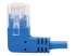 Eaton Tripp Lite Series Left-Angle Cat6 Gigabit Molded Slim UTP Ethernet Cable (RJ45 Left-Angle M to RJ45 M), Blue, 3 ft. (0.91 m) - Close up