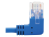 Eaton Tripp Lite Series Right-Angle Cat6 Gigabit Molded Slim UTP Ethernet Cable (RJ45 Right-Angle M to RJ45 M), Blue, 1 ft. (0.31 m) - Close up