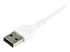StarTech.com 2m USB A to USB C Charging Cable, Durable Fast Charge & Sync USB 2.0 to USB Type C Data Cord, Rugged TPE Jacket Aramid Fiber M/M 3A White, Samsung S10, S20, iPad Pro, Pixel - Close up