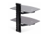 StarTech.com Dual Floating Wall-Mounted AV Shelves, Adjustable Height Shelf For Under TV, Organize A/V Equipment On Black Tempered Glass Shelves - Back