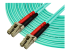 StarTech.com 10 m OM4 LC to LC Multimode Duplex Fiber Optic Patch Cable- Aqua - Right-angle