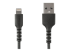 StarTech.com 6 ft(2m) Durable Black USB-A to Lightning Cable, Heavy Duty Rugged Aramid Fiber USB Type A to Lightning Charger/Sync Power Cord, Apple MFi Certified iPad/iPhone 12 Pro Max - Close up