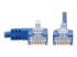 Eaton Tripp Lite Series Left-Angle Cat6 Gigabit Molded Slim UTP Ethernet Cable (RJ45 Left-Angle M to RJ45 M), Blue, 3 ft. (0.91 m) - Close up