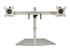 StarTech.com Dual Monitor Stand, Ergonomic Free Standing Dual Monitor Desktop Stand for two 24" VESA Mount Displays, Synchronized Height Adjustable, Double Monitor Pole Mount, Silver - Front