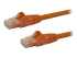 StarTech.com 50cm CAT6 Ethernet Cable, 10 Gigabit Snagless RJ45 650MHz 100W PoE Patch Cord, CAT 6 10GbE UTP Network Cable w/Strain Relief, Orange, Fluke Tested/Wiring is UL Certified/TIA - Right-angle