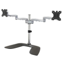 StarTech.com Dual Monitor Stand, Ergonomic Desktop Monitor Stand for up to 32" VESA Displays, Free-Standing Articulating Universal Computer Monitor Mount, Adjustable Height, Silver